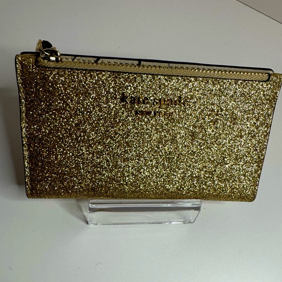 Kate Spade NWT Spencer Glitter Small Slim Bifold Wallet - Picture 1 of 11